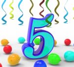 Number Five Party Means Creativity Or Colourful Balloons Stock Photo