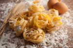 Fettuccine Pasta Italian Food Still Life Rustic  Close Up Macro Stock Photo