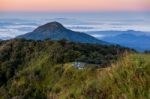 People Camping In Top Of Mountain With Beautiful Sky Stock Photo