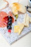 Mix Cold Cut On A Stone With Fresh Pears Stock Photo