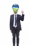 Businessman With Light Bulb Concept Stock Photo