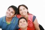 Family Surprisingly Looking Up Stock Photo