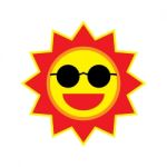 Sun Smile With Sunglasses On White Background Stock Photo