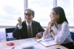 Happiness Working People In Meeting Room For Successful And Good New In Business Office Stock Photo