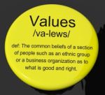 Values Definition Button Stock Photo