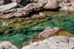 Mcdonald Creek In Glacier National Park Stock Photo