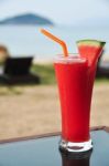 Fresh Watermelon Juice Stock Photo