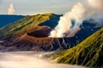 Mount Bromo Volcano (gunung Bromo)in Bromo Tengger Semeru National Park, East Java, Indonesia Stock Photo