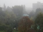 Autumn Fog In The Morning Is Above The City  Stock Photo