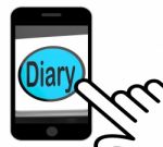 Diary Button Displays Online Planner Or Schedule Stock Photo