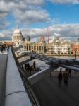 Millennium Bridge And St Pauls Cathedral Stock Photo