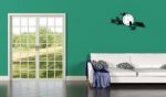 Living Room Interior With Green Wall Stock Photo