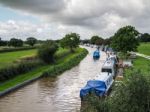 Narrow Boats Moored Along The Shropshire Union Canal Stock Photo