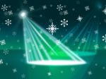 Spotlight Snowflake Indicates Stage Lights And Beam Stock Photo