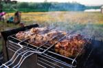 Chicken Breast Grilled On A Coals Stock Photo