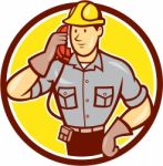 Telephone Repairman Phone Circle Cartoon Stock Photo