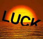 Luck Word Sinking In Sea Stock Photo