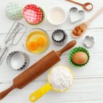 Baking Ingredients And Utensils Stock Photo