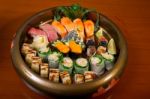 Fresh Sushi Choice Combination Assortment Selection Stock Photo