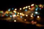 City Lights Circular Bokeh Abstract Background Stock Photo