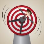 Cartoon Businessman Locked On Spinning Target Stock Photo