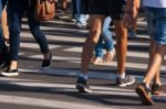 Feet Of Pedestrians Stock Photo