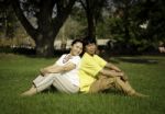 Happy Couple At Beautiful Park Stock Photo