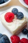 Fresh Raspberry And Blueberry Cake Stock Photo