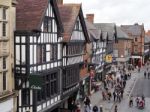 People Shopping In Chester City Centre Stock Photo