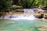 Beautiful Waterfall At Erawan National Park In Kanchanaburi ,tha Stock Photo