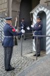 Changing The Guard At The Castle In Prague Stock Photo