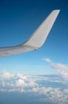 Airplane Wing And Sky Stock Photo