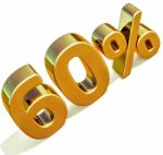 3d Gold 60 Sixty Percent Discount Sign Stock Photo