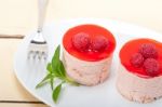 Fresh Raspberry Cake Mousse Dessert Stock Photo