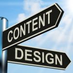 Content Design Signpost Means Message And Graphics Stock Photo