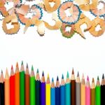 Color Pencil And Pencil On White Background Stock Photo