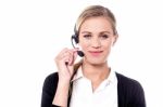 Female Customer Support Executive Stock Photo