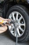 Car Wheel Changing Stock Photo