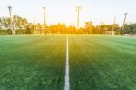 Beautiful Pattern Of Fresh Green Grass For Football Sport, Footb Stock Photo