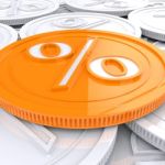 Percentage Coin Shows Interest  Earn Or Owed Stock Photo