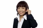 Asian Customer Support Operator Stock Photo