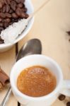 Espresso Coffee With Sugar And Spice Stock Photo