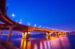 Seongsu Bridge At Night In Seoul,korea Stock Photo