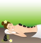 Beautiful Woman Lying A Therapy With Hot Stones In Spa Stock Photo