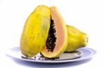 Papaya Fruit Sliced Stock Photo