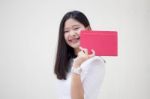 Portrait Of Thai Teen Beautiful Girl Reading Book Stock Photo