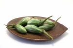 Green Eggplant On White Background Stock Photo