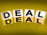 Deal Blocks Displays Dealings Transactions And Agreements Stock Photo