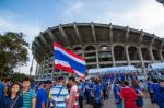 The Thai Fans Were Waiting For The Football Match Stock Photo