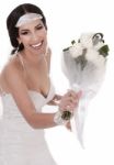 Bride Holding Bouquet Stock Photo